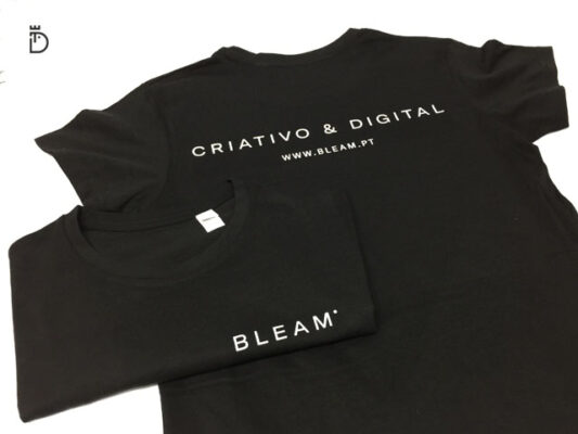 Bleam tshirts pretas personalizadas em flex branco