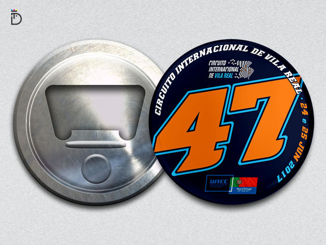 Abre-latas e pin oficiais do 47º Circuito Internacional de Vila Real