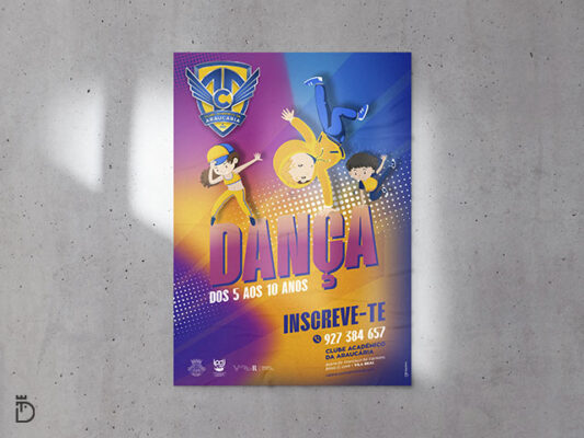 Cartaz das aulas de dança do Clube Académico da Araucária