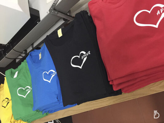 T-shirts personalizadas da APCVR com serigrafia