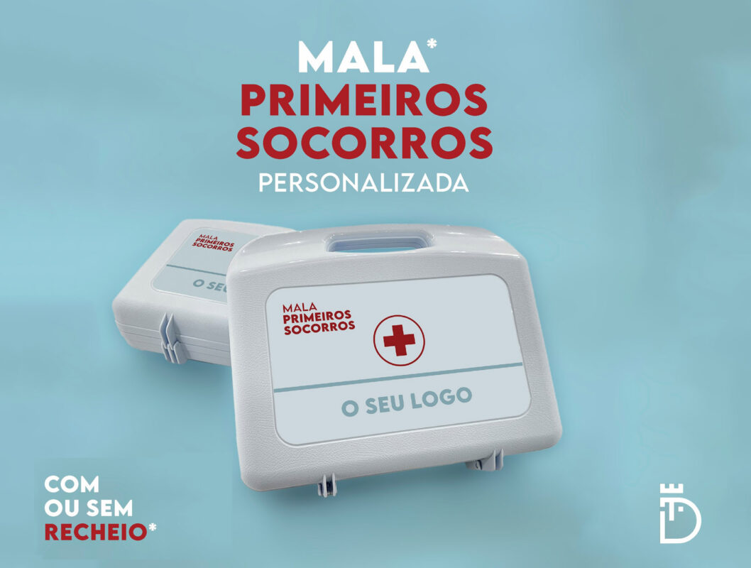 Mala de primeiros socorros com logotipo personalizado