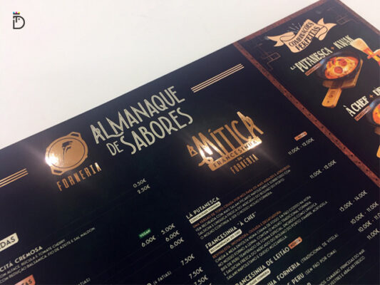 Almanaques personalizados Forneria com foil cobre