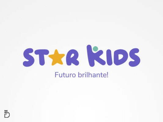 Logotipo STAR KIDS aplicado em material gráfico
