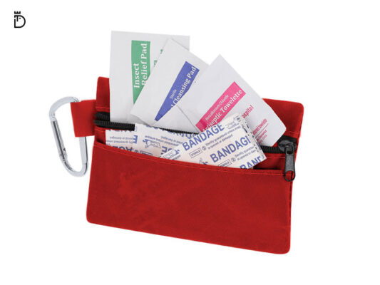 Kit de emergência Fredek compacto e prático, ideal para primeiros socorros e segurança em peregrinações e atividades ao ar livre