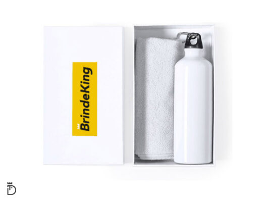 toalha microfibra e garrafa personalizáveis